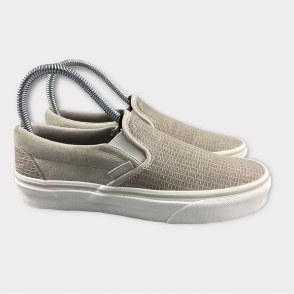 VANS SNEAKERS Classic Slip-On Suede Taupe‎ Embossed - Picture 1 of 12